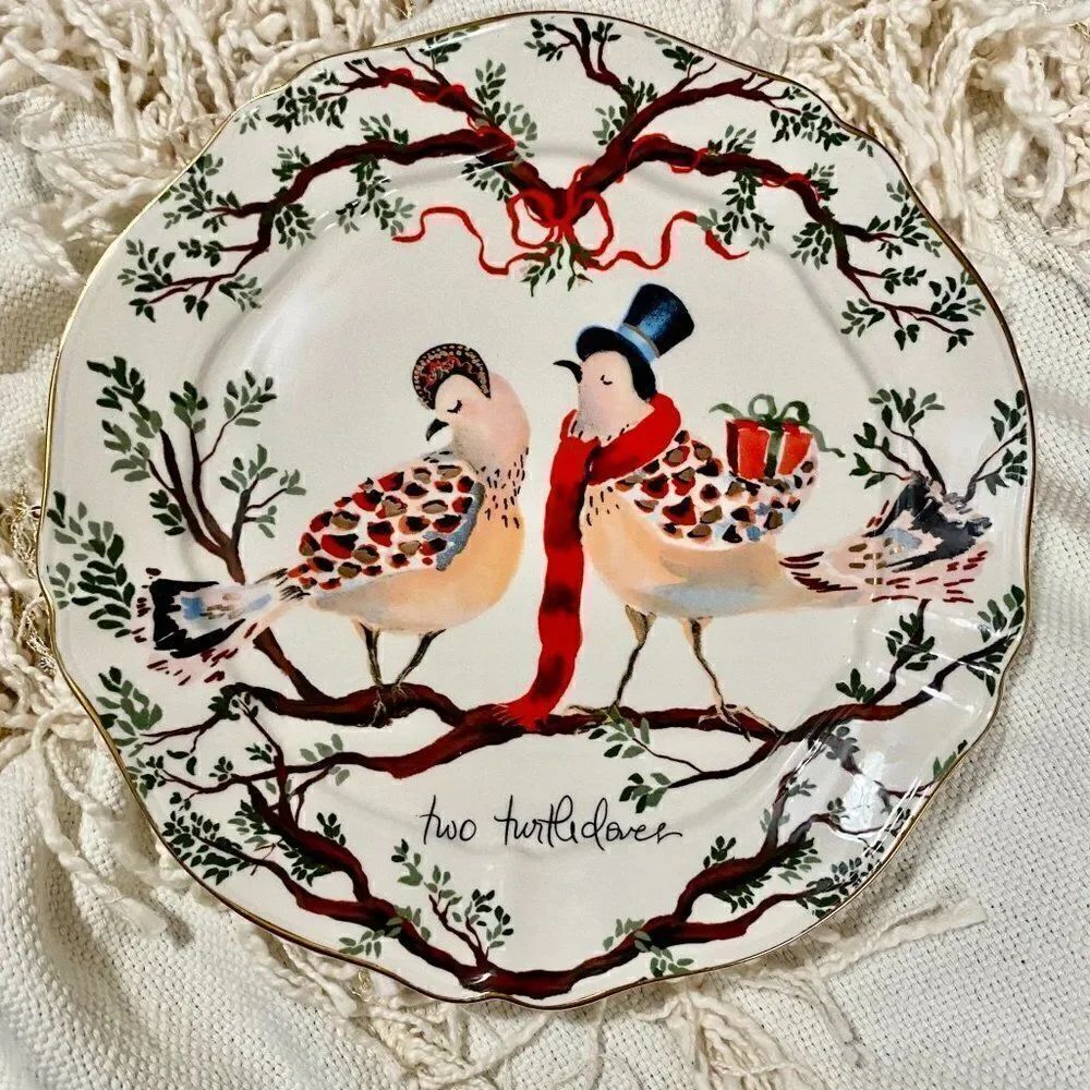 ANTHROPOLOGIE 12 Days Two Turtledoves Plate